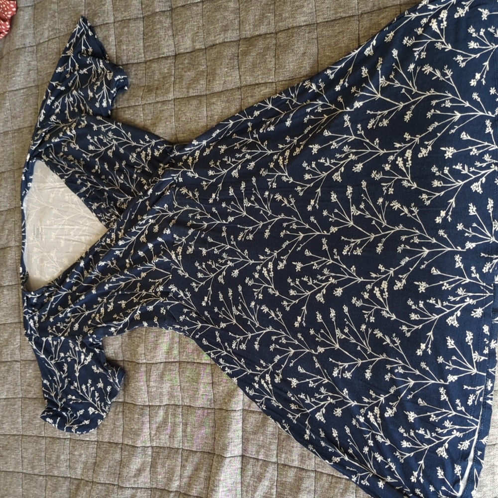 Blue dress with floral pattern slightly worn